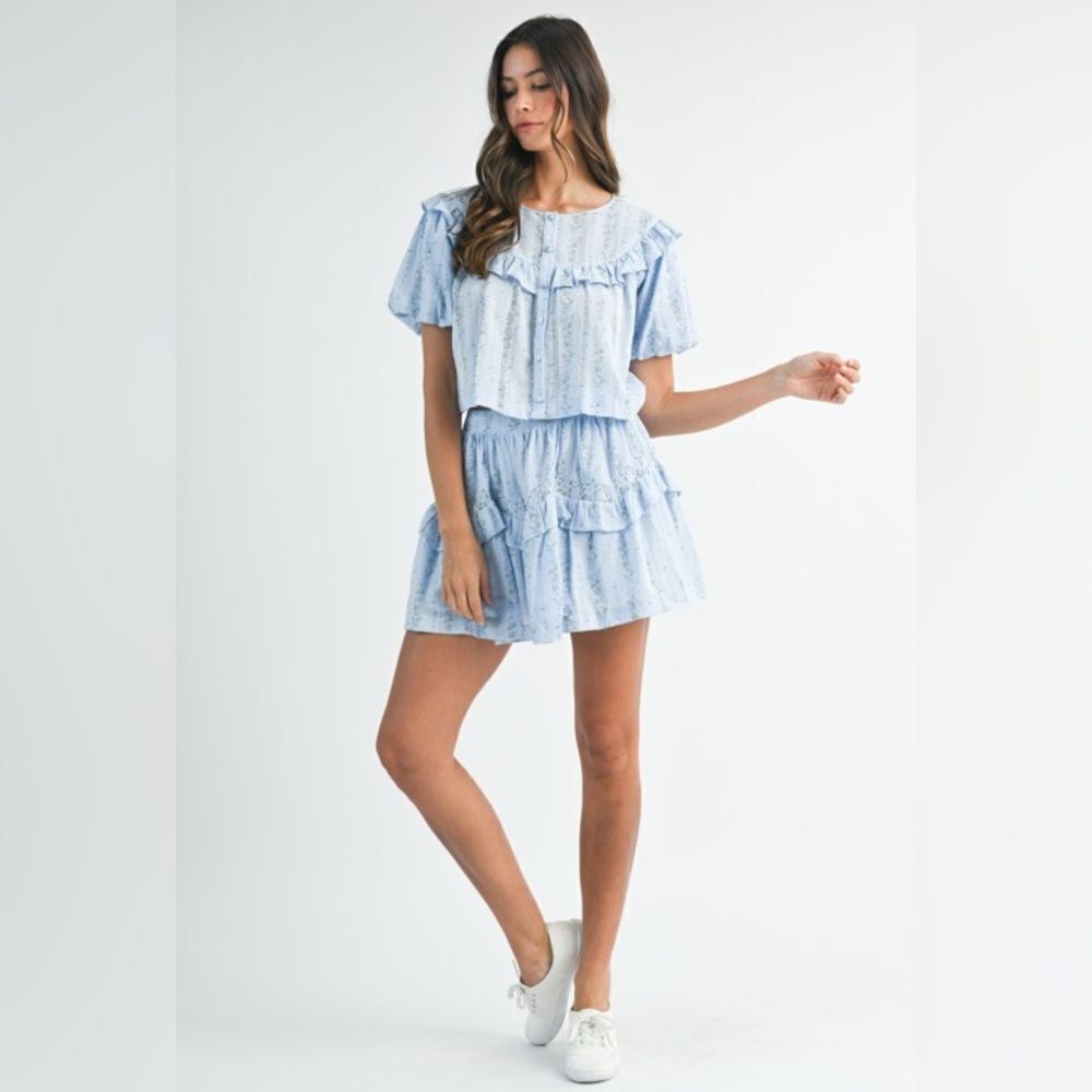 Light Blue Ruffled Two-Piece Set - Picture 15 of 16